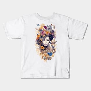 Beauty meets nature with butterflies and flowers Kids T-Shirt